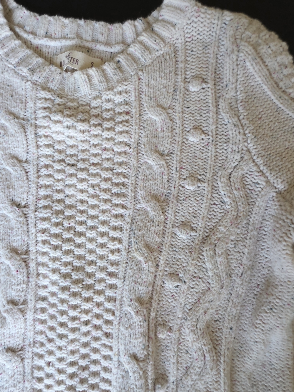 Hollister Light Pink Cable-knit Sweater crewneck Fisherman Minimalist Cozy - Picture 3 of 9